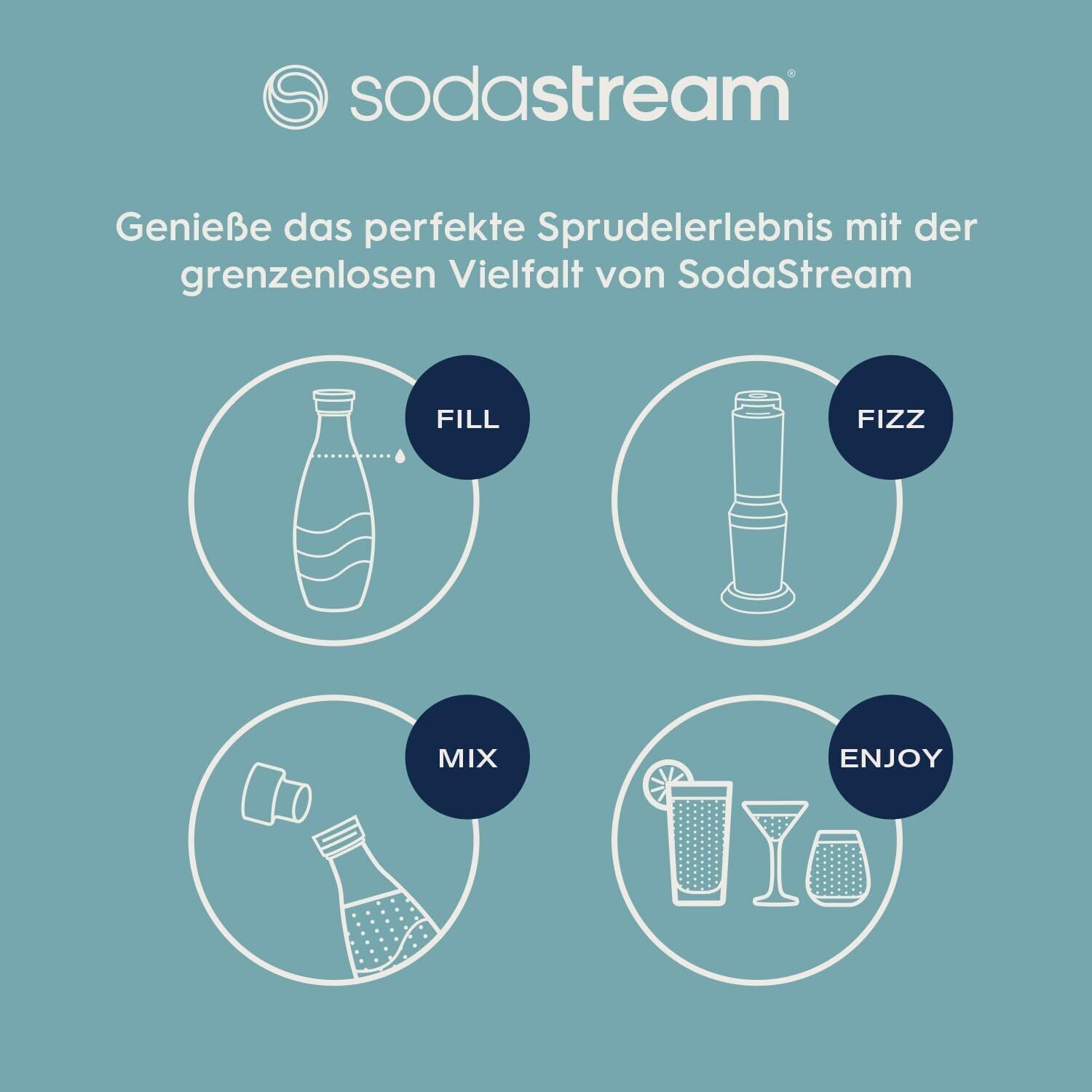 Crystal 3.0 Wassersprudler mit 1x Quick-Connect CO2-Zylinder und 2X Glaskaraffen, Silber, Schwarz, Titan, 45 cm