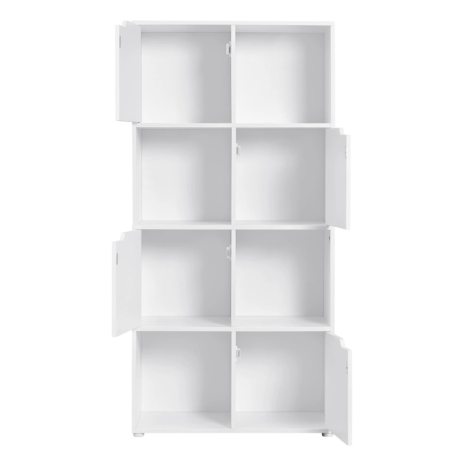 Bücherregal mit Türen und offenen Fächern – Holzregal aus MDF, Weiß / Helle Eiche, 60 × 120 × 30 cm