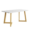Moderner Esstisch mit Marmormuster – Rechteckiger Tisch in Gold / Weiß, 117 × 68 × 75 cm