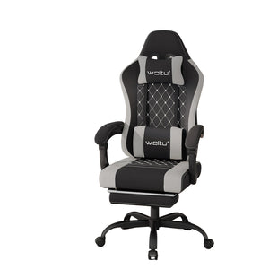 Gaming-Stuhl mit Fußstütze – Drehbarer Computer- und Bürostuhl mit Kopfstütze, Lendenkissen, Metallrahmen, 70 × 70 × 127 cm