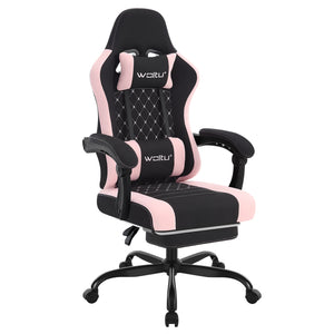 Gaming-Stuhl mit Fußstütze – Drehbarer Computer- und Bürostuhl mit Kopfstütze, Lendenkissen, Metallrahmen, 70 × 70 × 127 cm