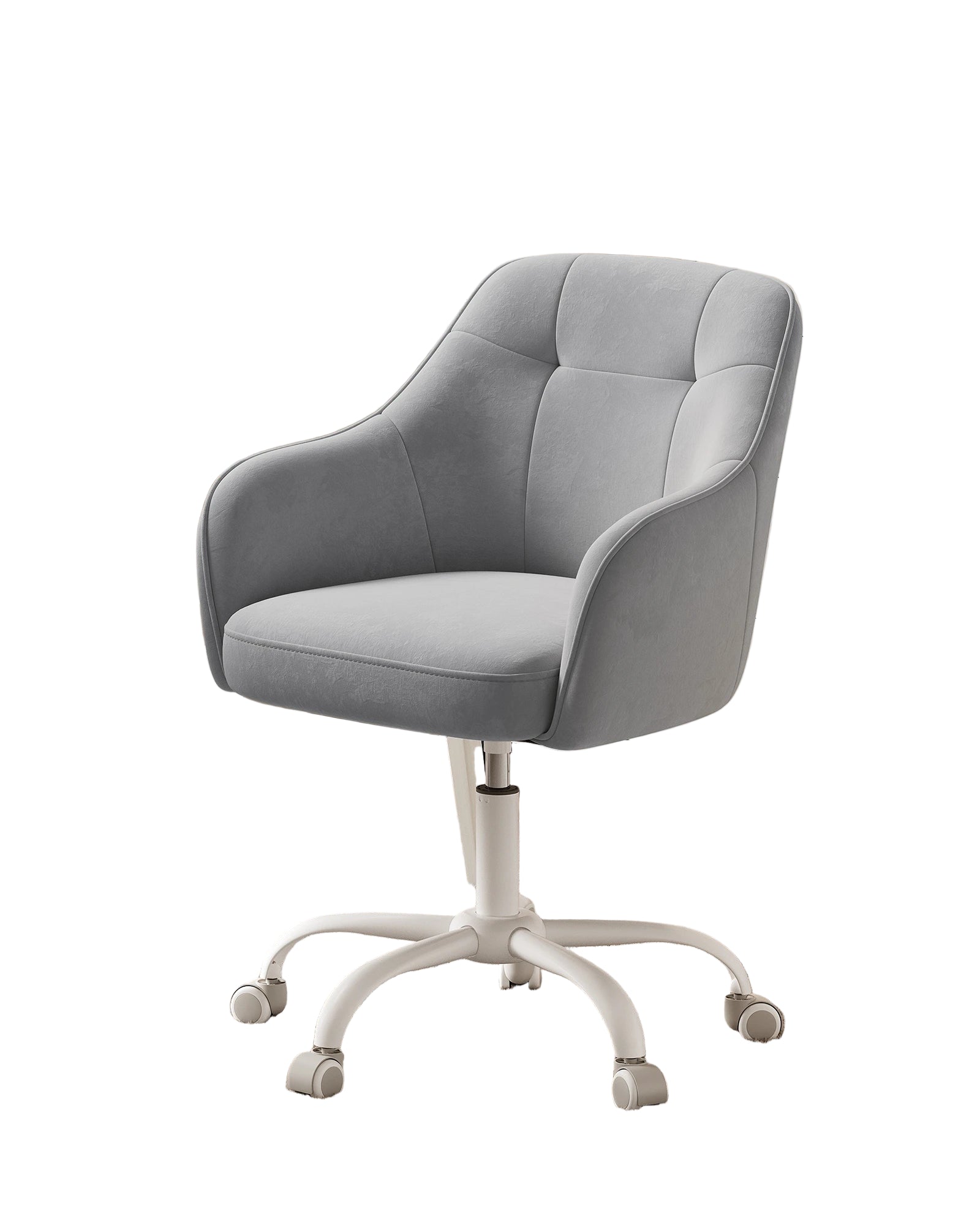 Eleganter Bürostuhl aus Samt – Höhenverstellbar, Atmungsaktiv, Taubengrau, 64 × 64 × (83–93) cm