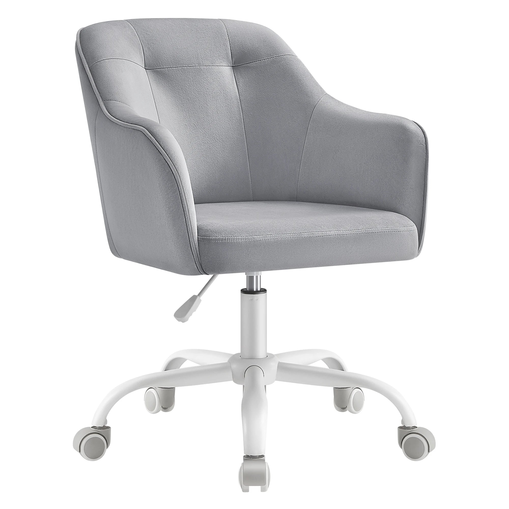 Eleganter Bürostuhl aus Samt – Höhenverstellbar, Atmungsaktiv, Taubengrau, 64 × 64 × (83–93) cm
