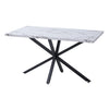 Rechteckiger Esstisch aus Marmorimitat – Küchentisch für 4–6 Personen, Metallgestell, 140 × 80 × 75 cm, Weiß-Gold
