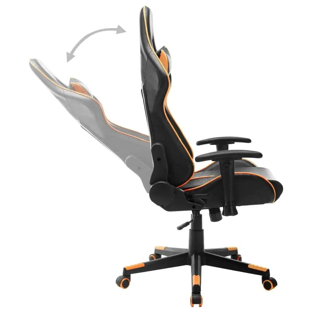 Ergonomischer Gaming-Stuhl aus Kunstleder – Schwarz & Orange, Höhenverstellbar, Belastbar bis 110 kg