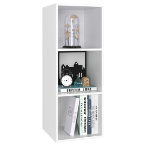 Modernes Bücherregal mit 3 Fächern – Holzregal im Würfeldesign, Eiche oder Weiß, 30 × 30 × 80 cm